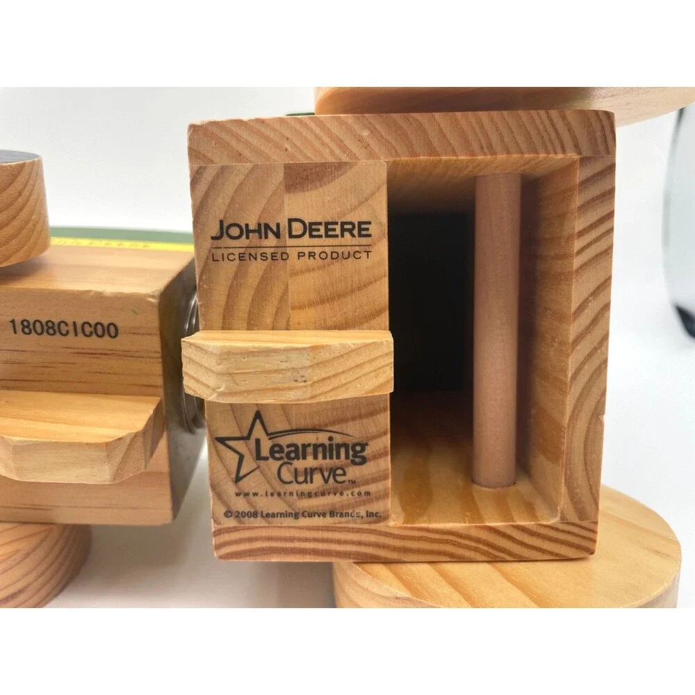 Wooden John Deere Tractor Pull Toy Learning Curve Collectible or Decor